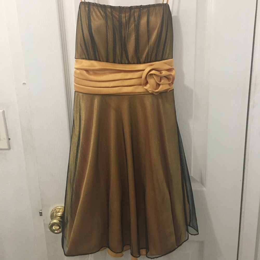 Gold dress with sheer black for kids